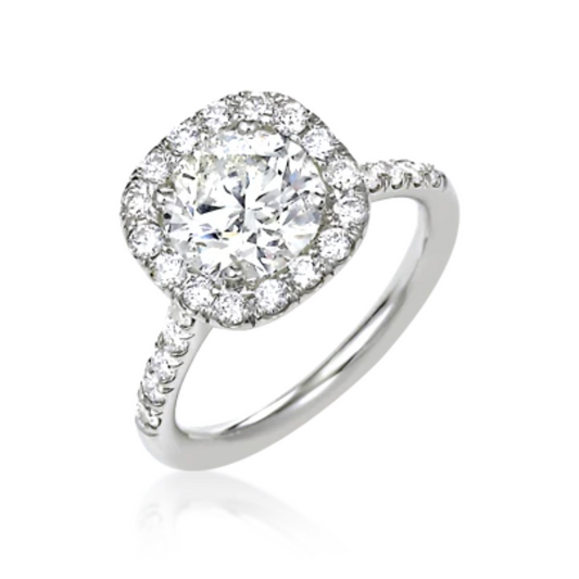 Square Diamond Halo Engagement Ring