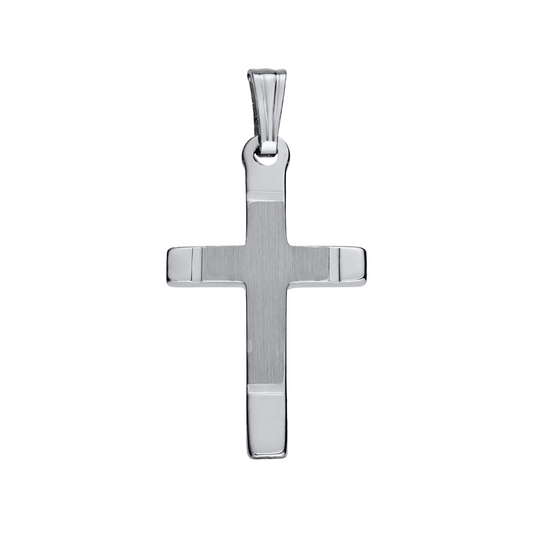 Sterling Silver Cross with High Polished Ends Necklace
