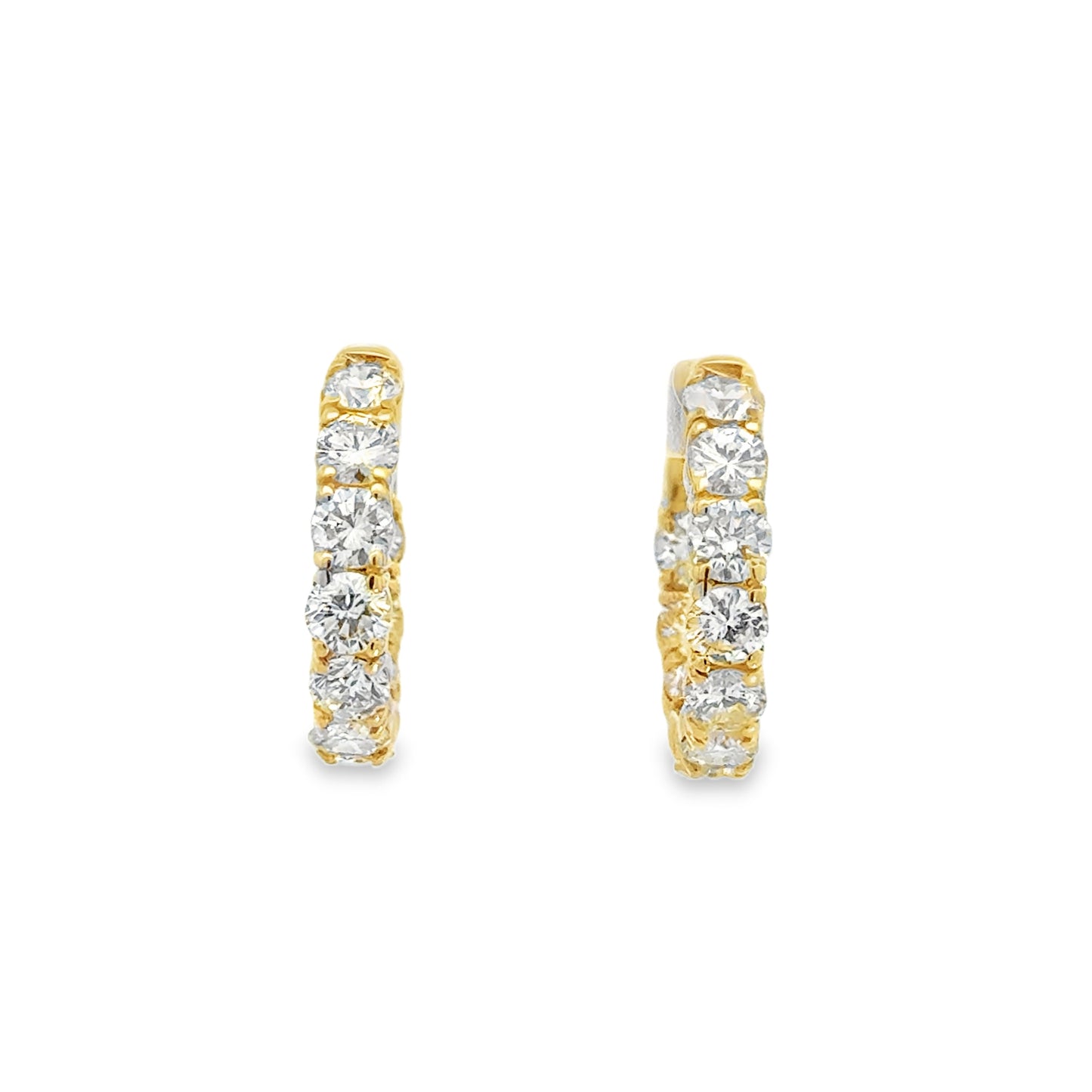 14K Yellow Gold Diamond Hoop Earrings - 4.53 Carats