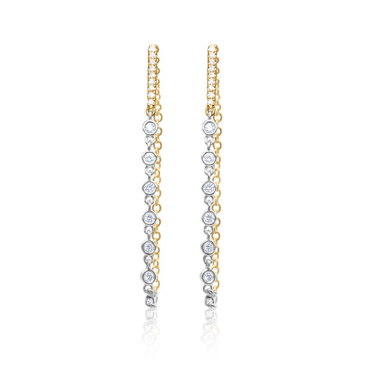 Meira T Designs | Yellow Gold and Diamond Bezel Bar Earrings