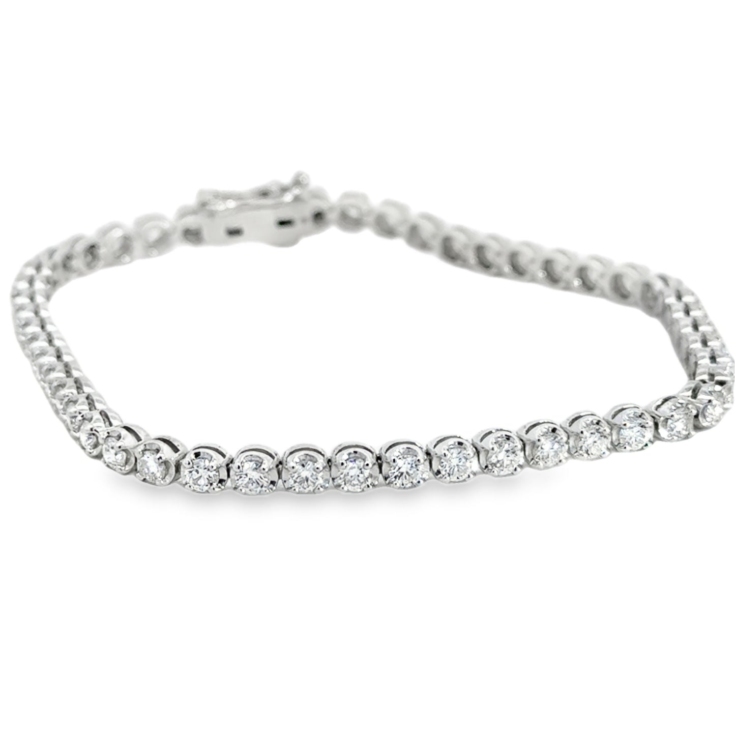 14K White Gold Diamond Tennis Bracelet - 3.36 Carats