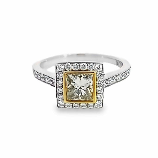 14K Two-Tone White and Yellow Gold Engagement Ring