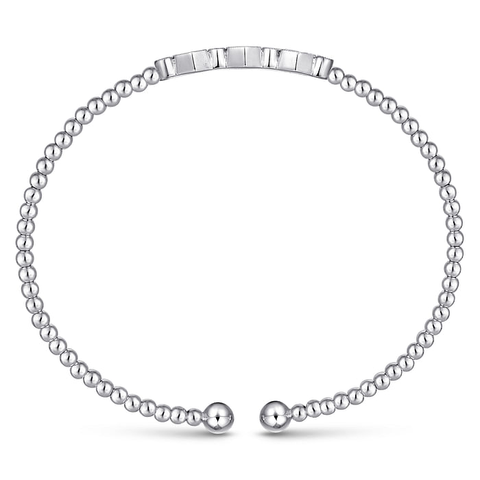 14K White Gold Bujukan Bead and Hexagon Cluster Diamond Bangle
