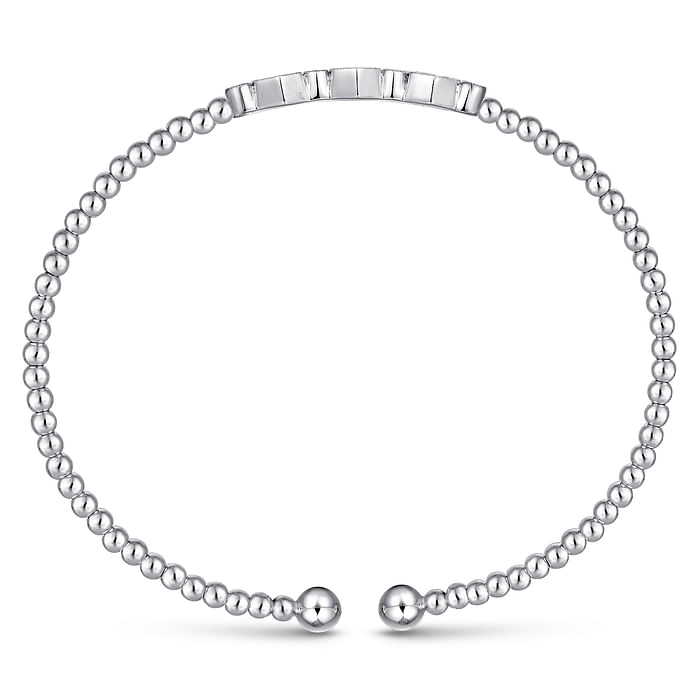 Gabriel & Co | 14K White Gold Bujukan Bead and Hexagon Cluster Diamond Bangle