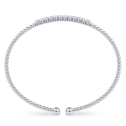 14K White Gold Bujukan Bead Diamond Bangle