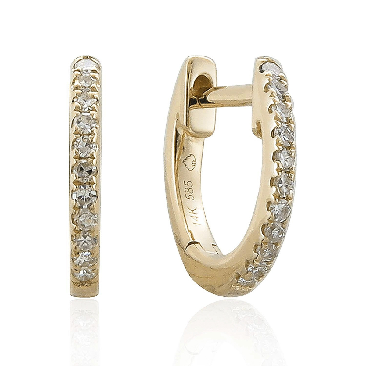 Yellow Gold Single Row Diamond Huggie