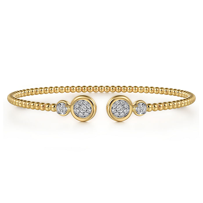 14K White and Yellow Gold Diamond Bujukan Bangle