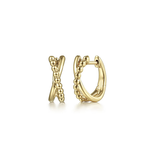 Gabriel & Co | 14K Yellow Gold Bujukan Twisted Huggie Earrings