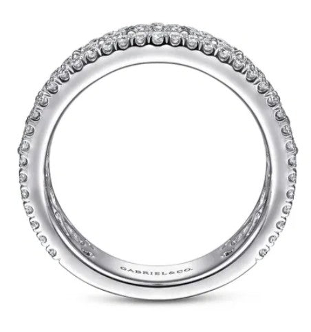 14K White Gold Round and Baguette Diamond Anniversary Band – Contemporary Collection (.91 CTW Round / .46 CTW Baguette)