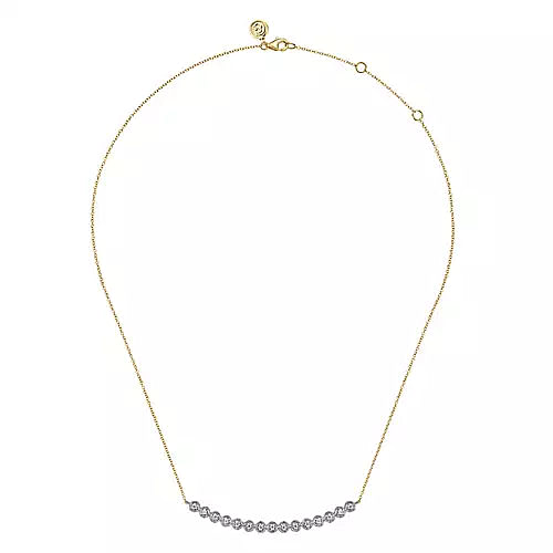 14K White and Yellow Gold Diamond Bar Necklace