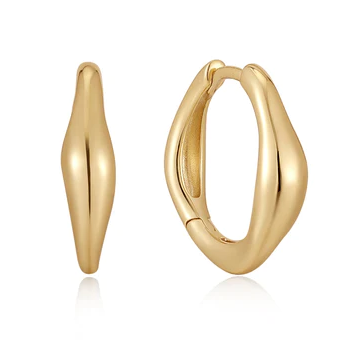Ania Haie | Gold Wave Huggie Hoop Earrings