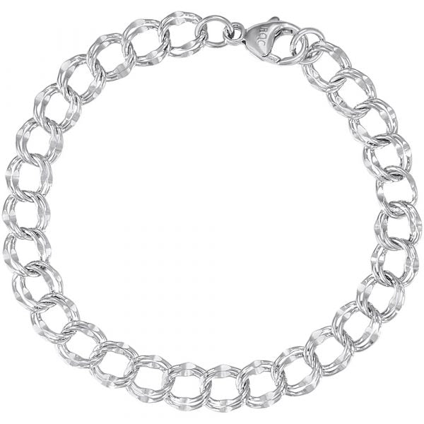 Large Double Link Dapped Curb Classic Bracelet - 7"