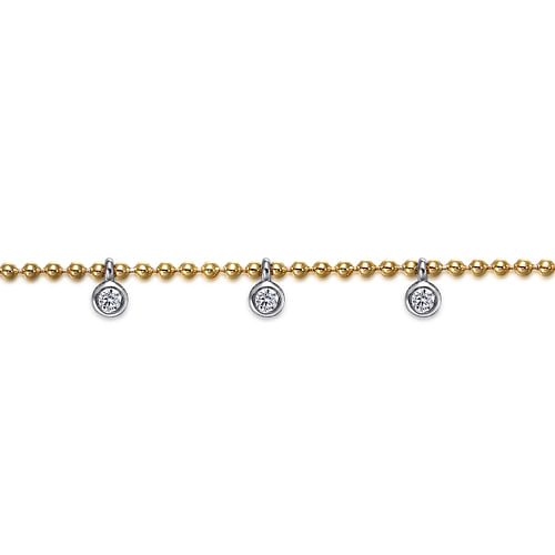 14K White and Yellow Gold Bujukan White Sapphire Droplet Bracelet