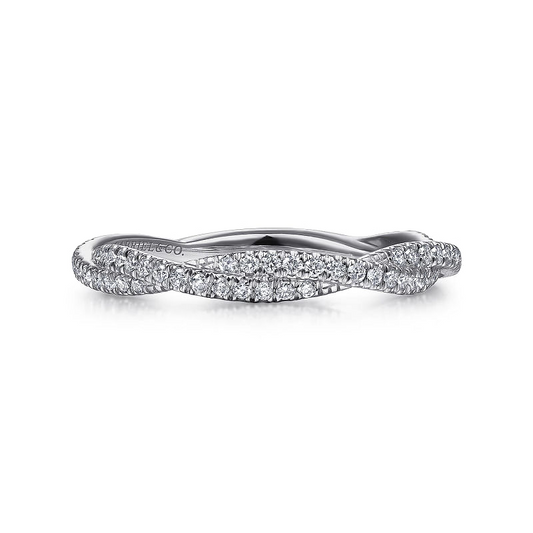 Gabriel & Co | 14K White Gold Diamond Pave Twisted Stackable Band