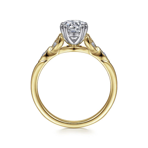 Celia - 14K White-Yellow Gold Round Diamond Engagement Ring