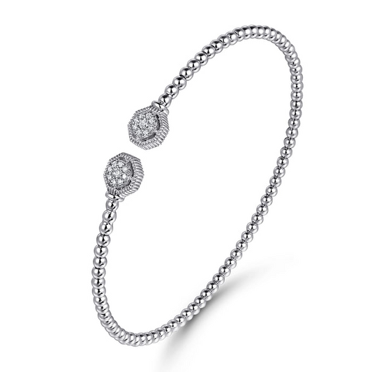 Gabriel & Co | 14K White Gold Bujukan Diamond Hexagon Split Bangle