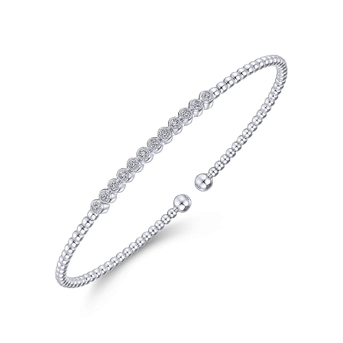 14K White Gold Bujukan Bead Diamond Bangle