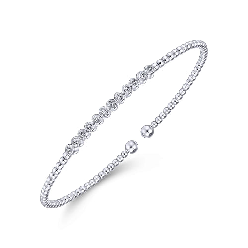 Gabriel & Co | 14K White Gold Bujukan Bead Diamond Bangle