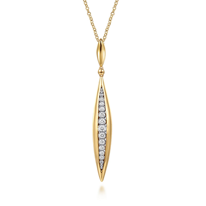 14K White and Yellow Gold Diamond Bullet Drop Necklace