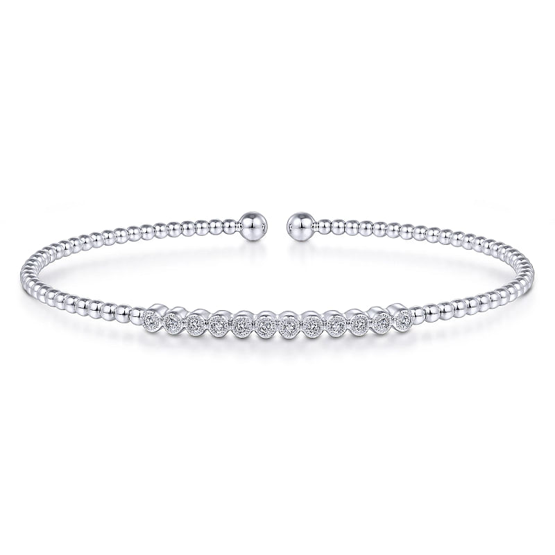 Gabriel & Co | 14K White Gold Bujukan Bead Diamond Bangle