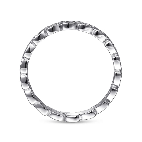 14K White Gold Scalloped Marquise Stackable Diamond Ring