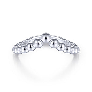 14K White Gold Bujukan Bead Curved Ring