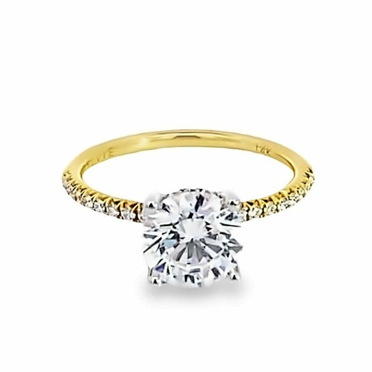 14K Yellow Gold Diamond Engagement Ring with Accented Band