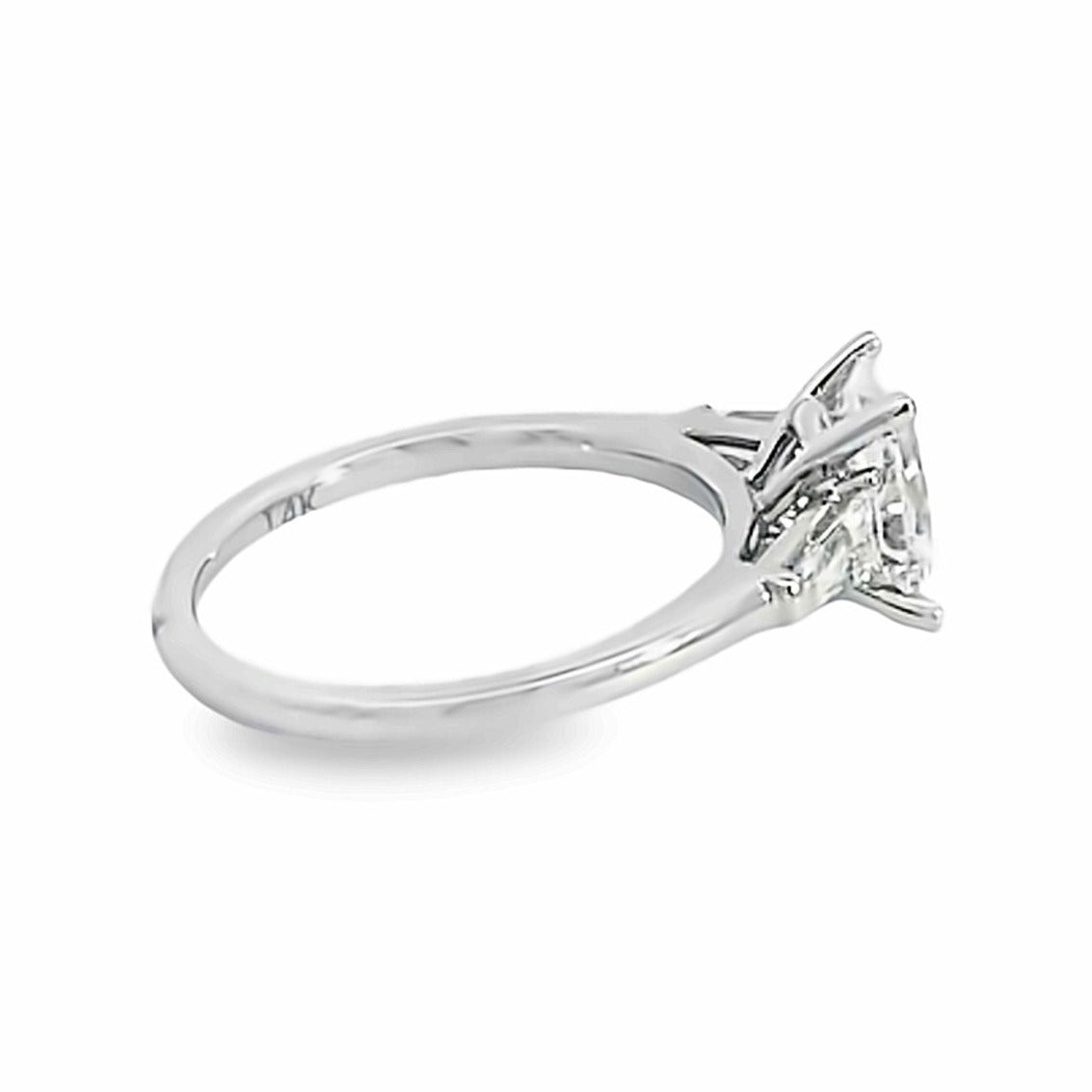 Nicolette Round Three Stone Engagement Ring with Baguettes