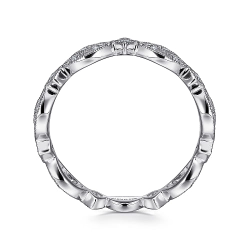 14K White Gold Marquise Station Cluster Diamond Stackable Ring