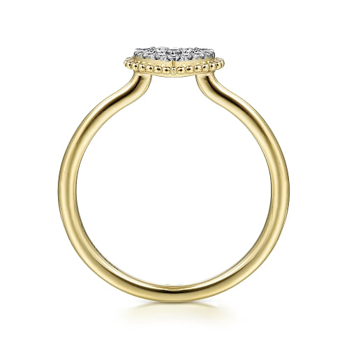 14K Yellow Gold Diamond Pave Open Heart Ring
