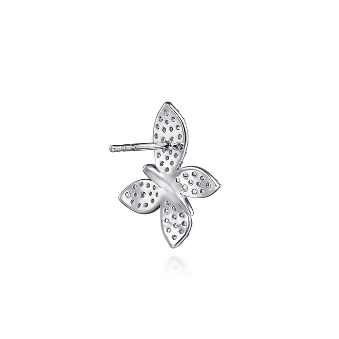 14K White Gold Diamond Butterfly Stud Earrings