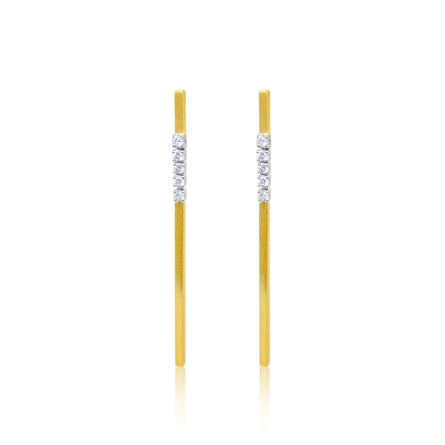 Diamond and Gold Bar Earrings