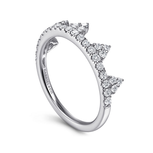 14K White Gold Diamond Crown Ring