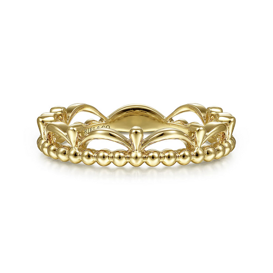 Gabriel & Co | 14K Yellow Gold Bujukan Bead Crown Ring