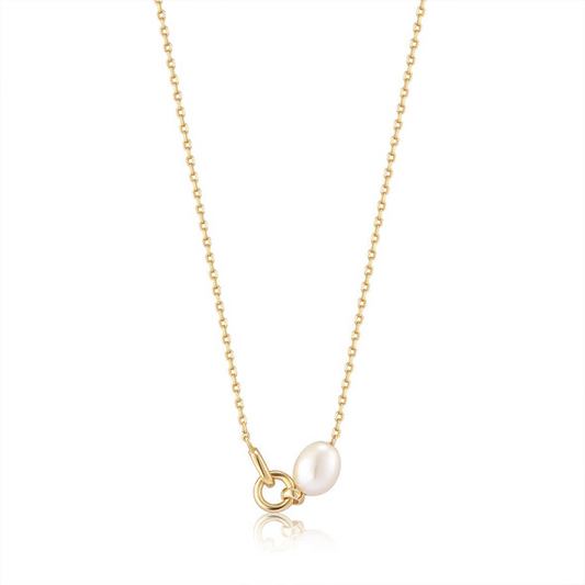 Ania Haie | Gold Pearl Link Chain Necklace