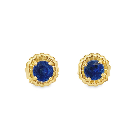 Kimberly Collins | 14K Yellow Gold Blue Sapphire Stud Earrings
