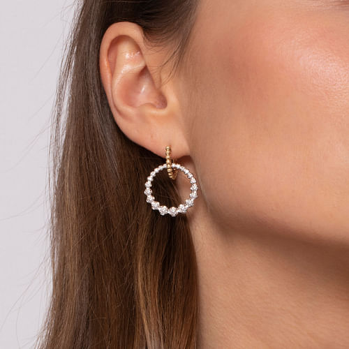 14K White-Yellow Gold Bujukan Diamond Circle Huggies