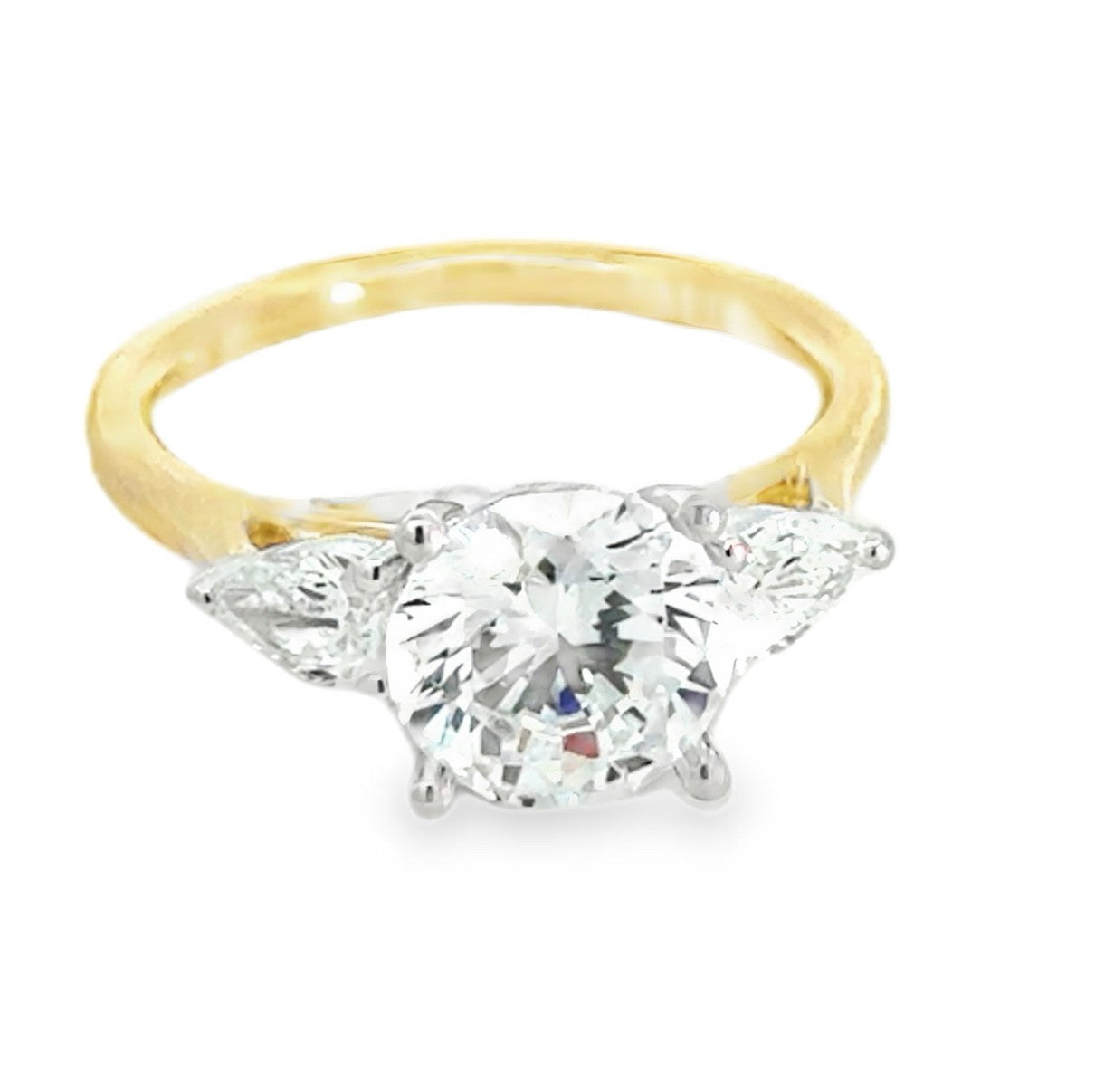 Round Cut Two Tone Multi Stone Engagement Ring