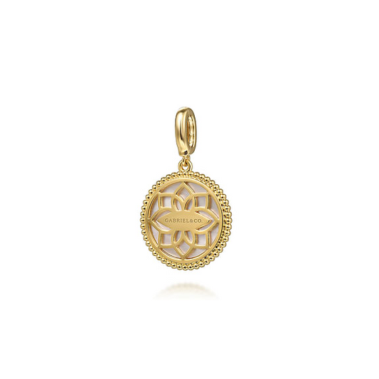 14K Yellow Gold Bujukan Diamond Starburst & Mother of Pearl Medallion Pendant