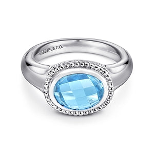 Gabriel & Co | 925 Sterling Silver Bujukan Blue Topaz Signet Ring