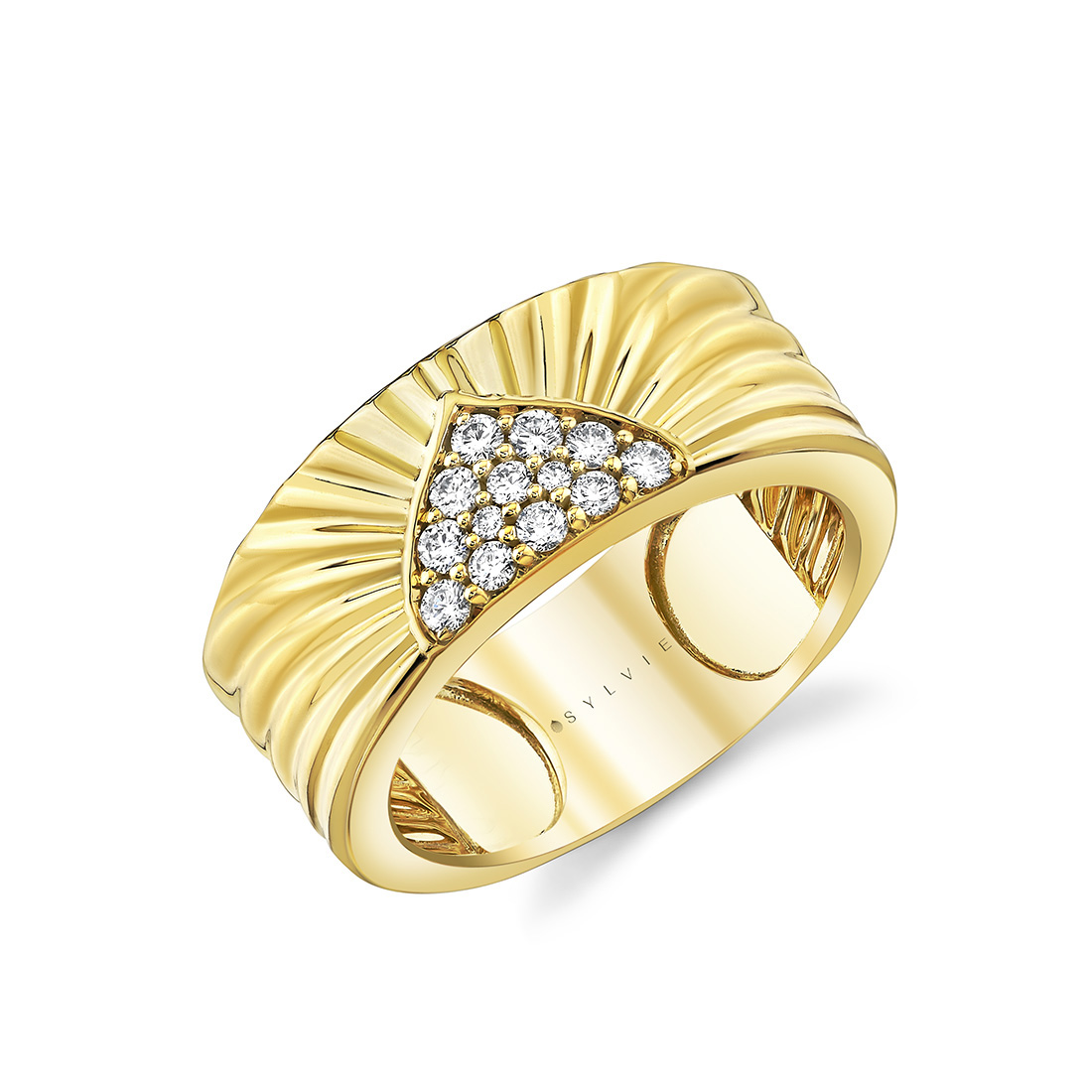 Solaz Shell Sunrise Diamond Ring