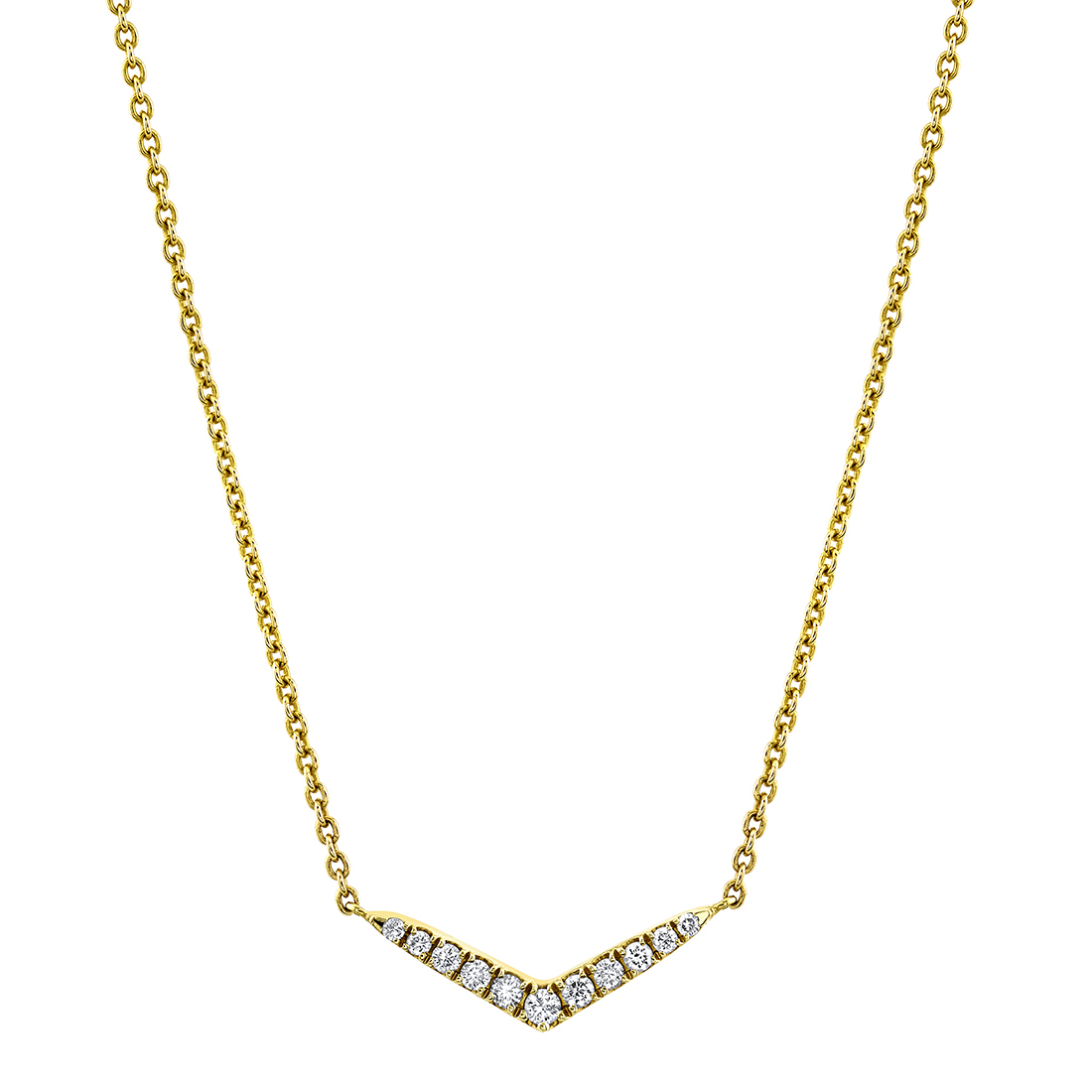 14K Diamond V Bar Necklace