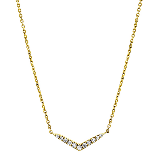 14K Diamond V Bar Necklace