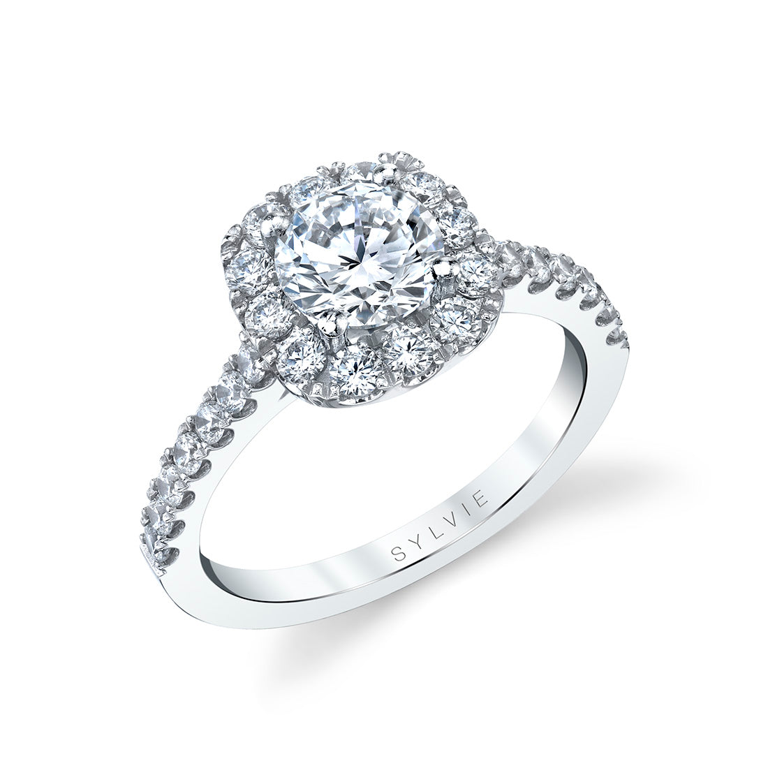 Sylvie | Jacalyn Round Cushion Cut Classic Halo Engagement Ring