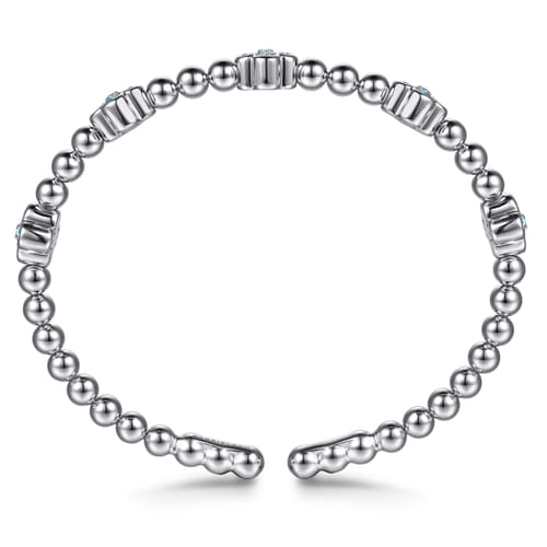925 Sterling Silver Blue Topaz Clover Bujukan Split Bangle Bracelet (1.81 CTW)