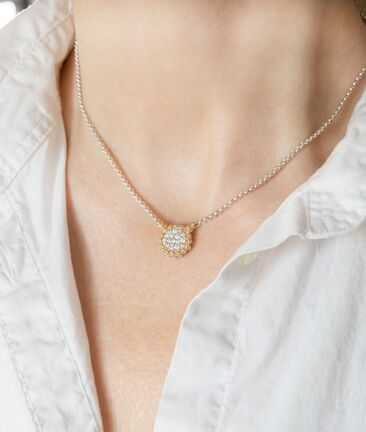 Ladies 14K Yellow Gold & Sterling Silver Diamond Necklace (.32 CTW)