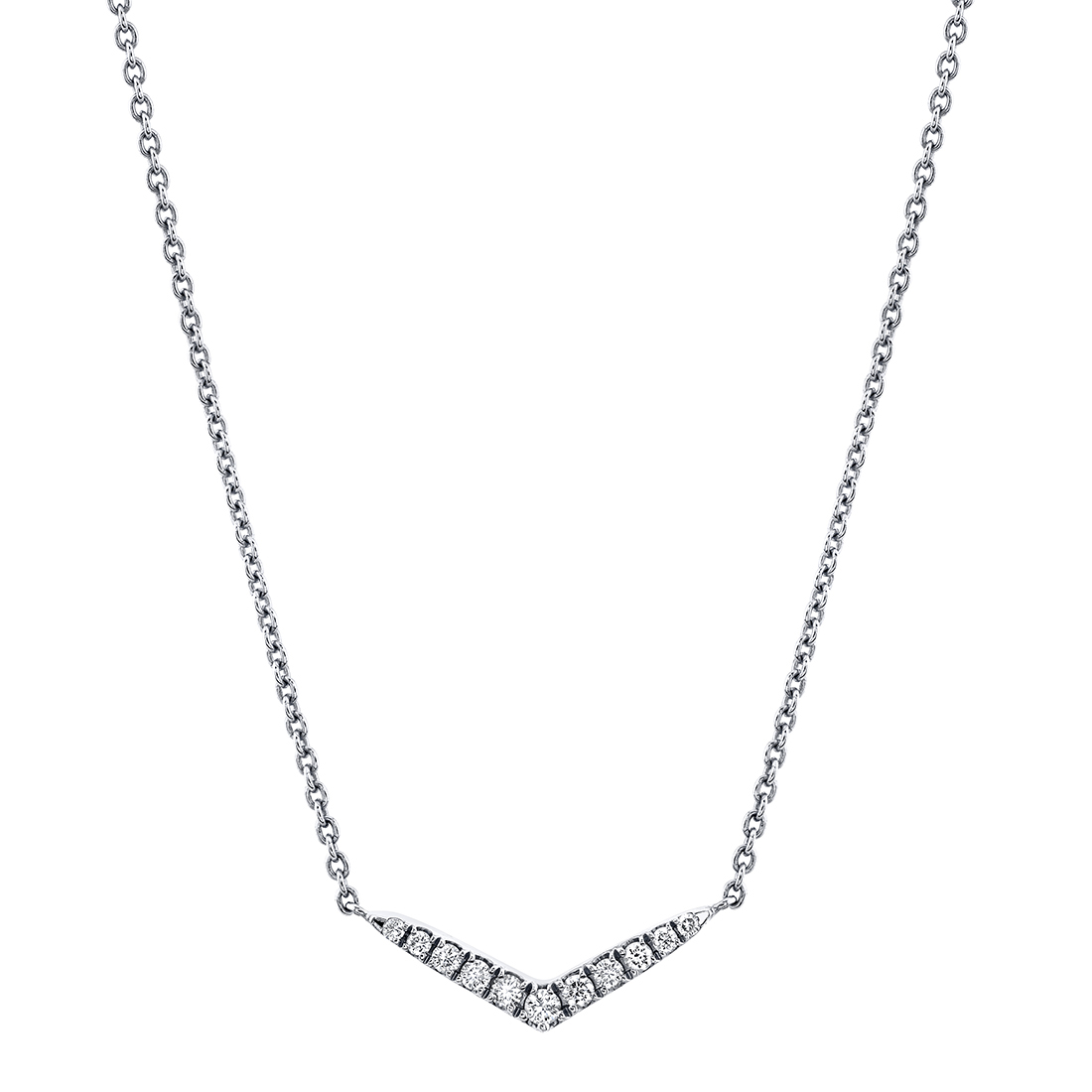 14K Diamond V Bar Necklace