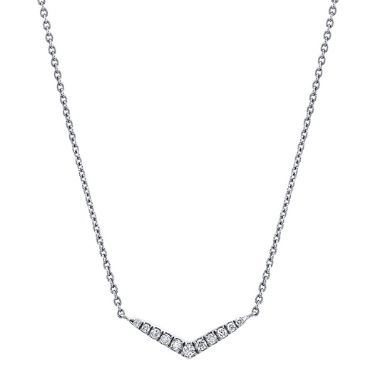 14K Diamond V Bar Necklace