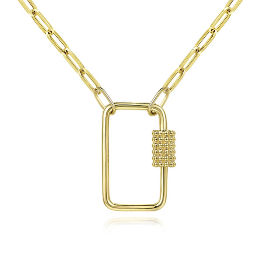 Gabriel & Co | 14K Yellow Gold Chain Necklace with Rectangle Drop
