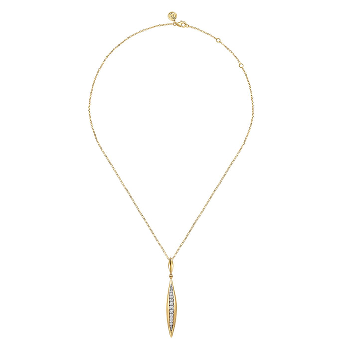 14K White and Yellow Gold Diamond Bullet Drop Necklace